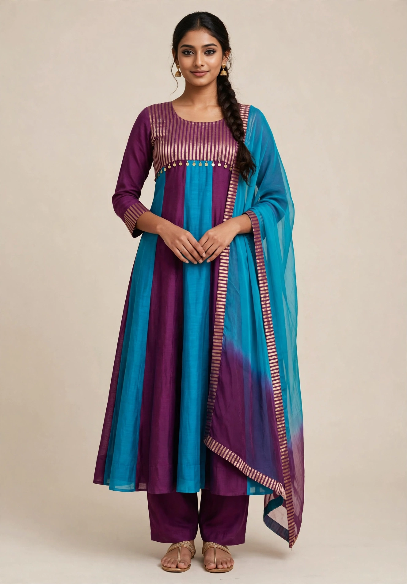 Mul Chandery Suit with Viscose Organza Dupatta